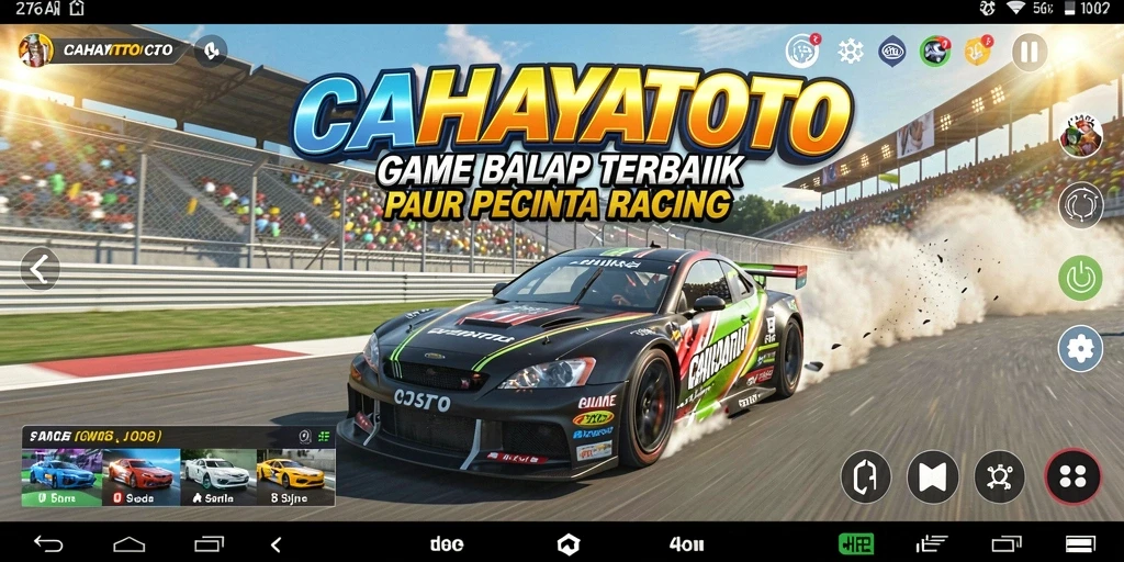 Tampilan gameplay mendebarkan dari CAHAYATOTO saat balapan di trek yang menantang.