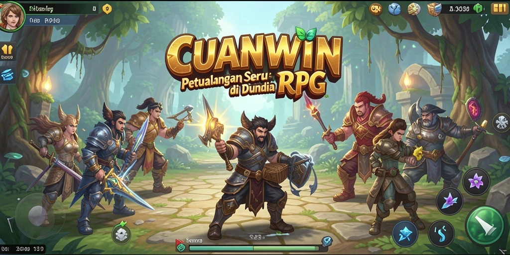 Screenshot gameplay CUANWIN dengan karakter RPG yang menarik.