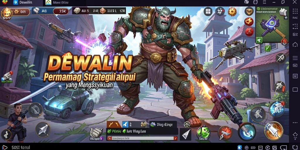 Tampilan gameplay DEWALIN yang menampilkan strategi membangun dan bertempur.