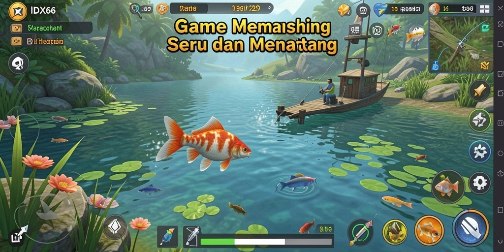 Gameplay seru dengan berbagai lokasi memancing yang menakjubkan.