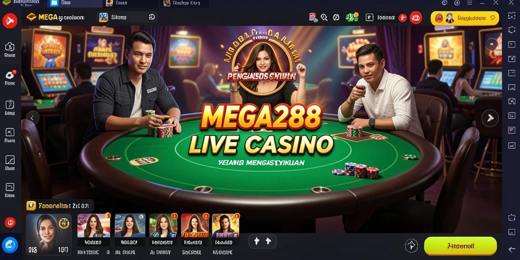 Tampilan menarik dari aplikasi Live Casino MEGA288 dengan gameplay yang seru.
