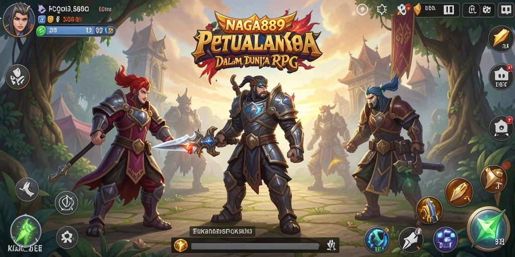 Screenshot menunjukkan karakter sedang bertarung dalam pertempuran epik RPG.