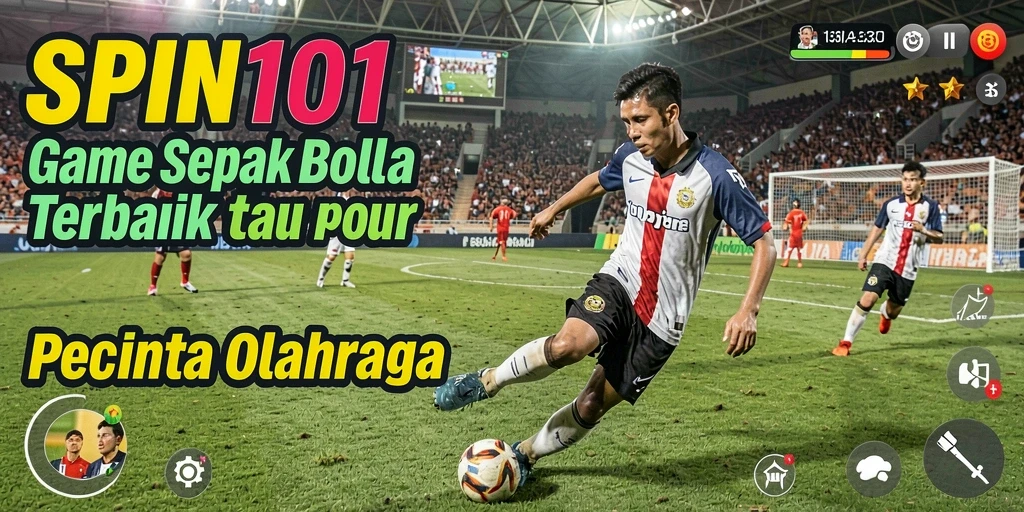 Screenshot menunjukkan aksi seru dalam permainan sepak bola.