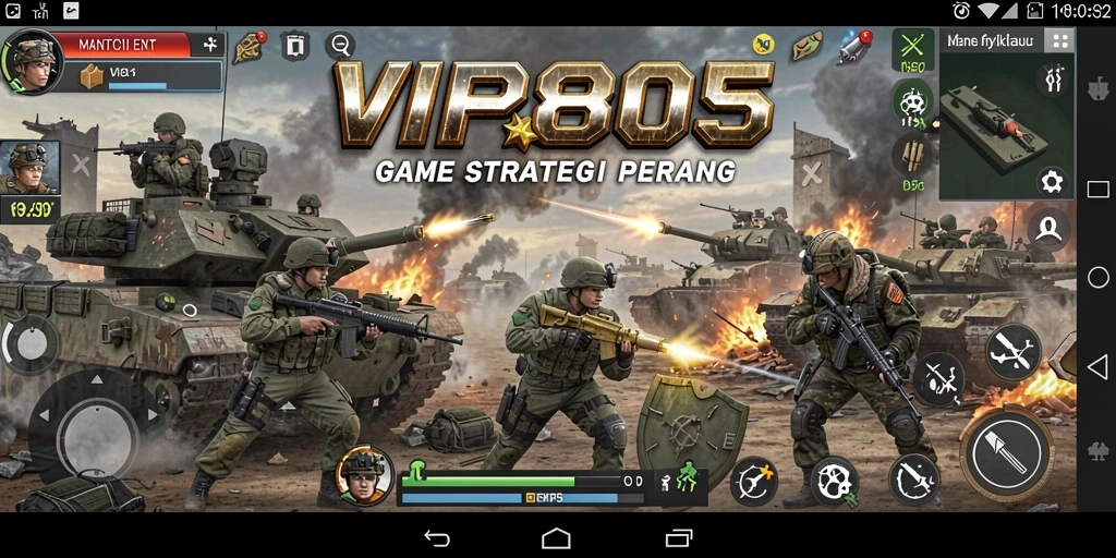 Tampilan screenshot menunjukkan aksi perang seru di VIP805.