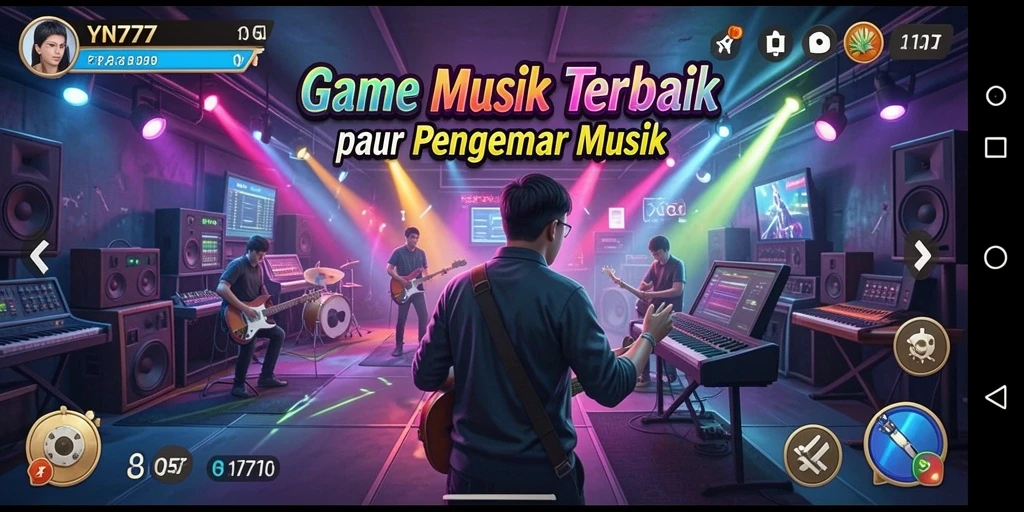 Tampilan gameplay YN777 dengan berbagai fitur musik menarik.