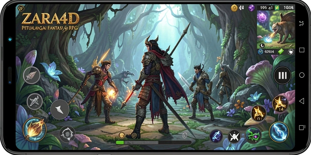 Tampilan gameplay ZARA4D saat petualangan di dunia fantasi.